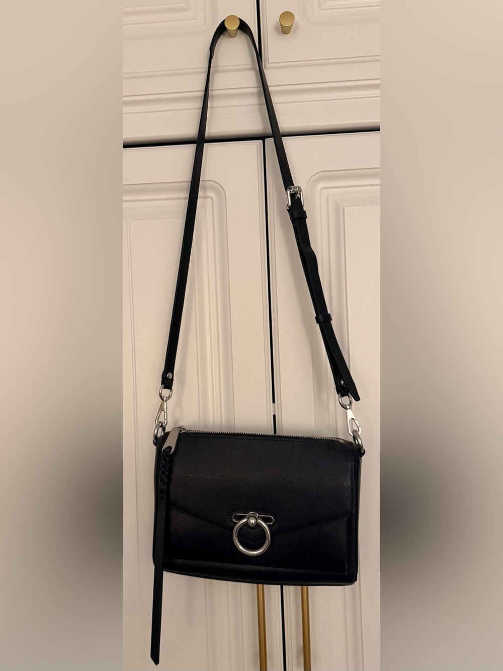 Rebecca Minkoff Black Leather Crossbody Bag Silver Hardware